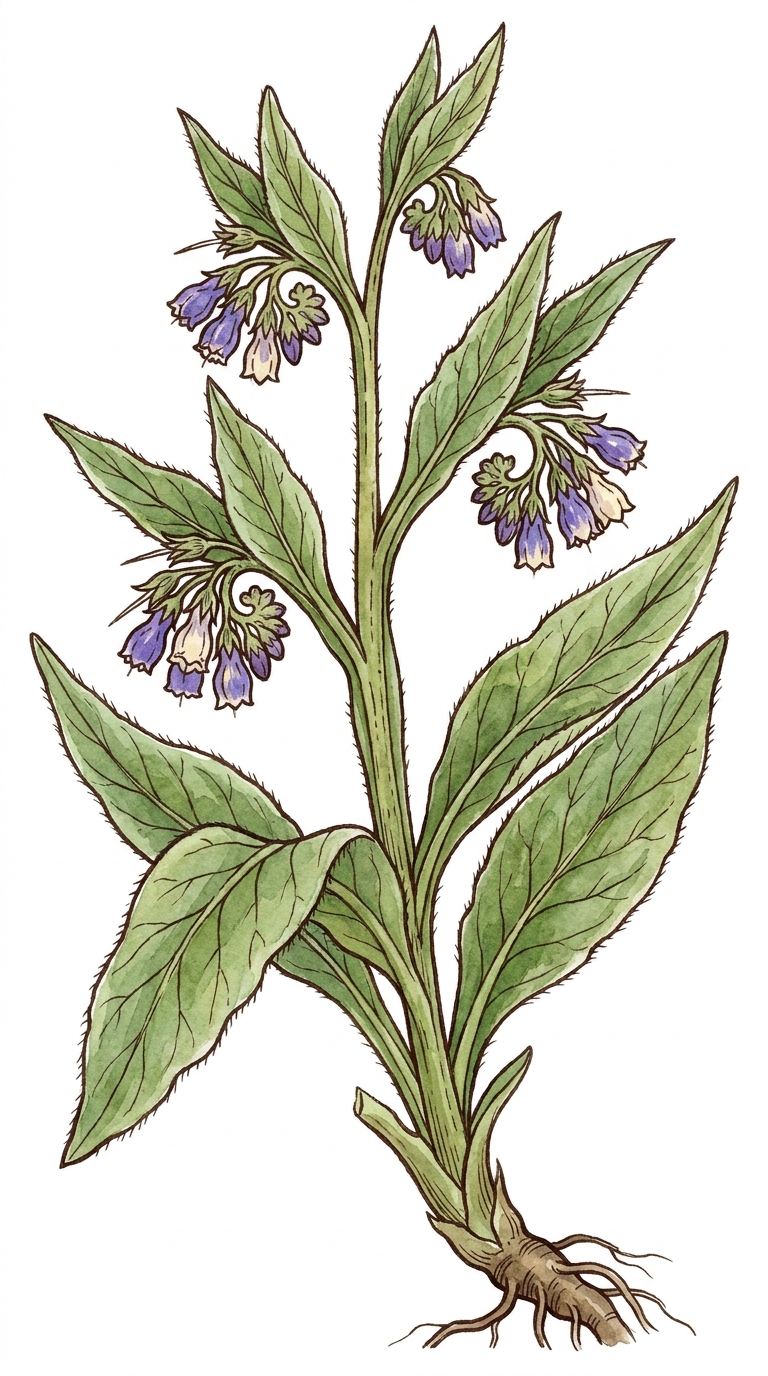 Kostival lékařský, ilustrace